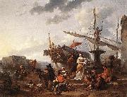 Nicolaes Pietersz. Berchem A Southern Harbour Scene Spain oil painting artist